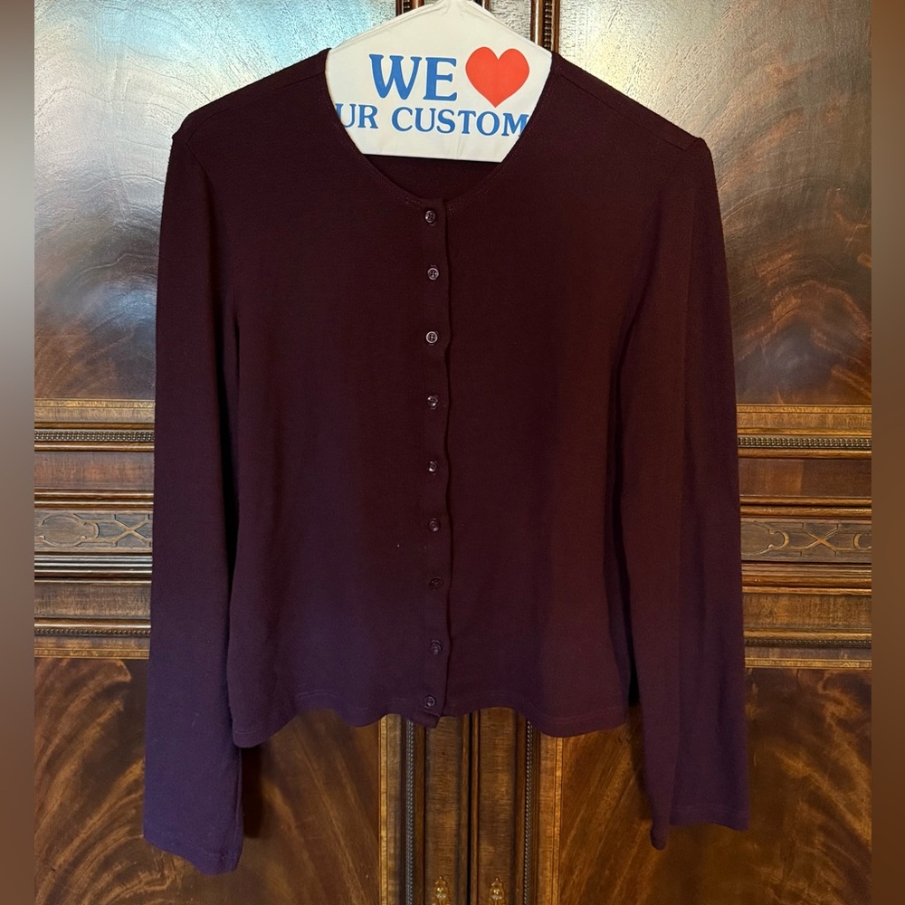 LESET Plum Button-Up Lightweight Cardigan